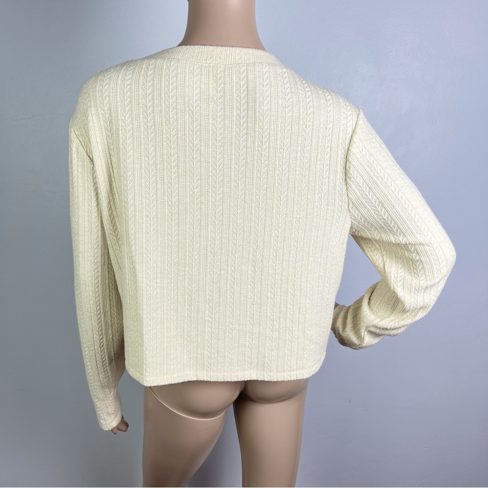 Saylor Revolve Beige Pointelle Knit Cardigan - image 7